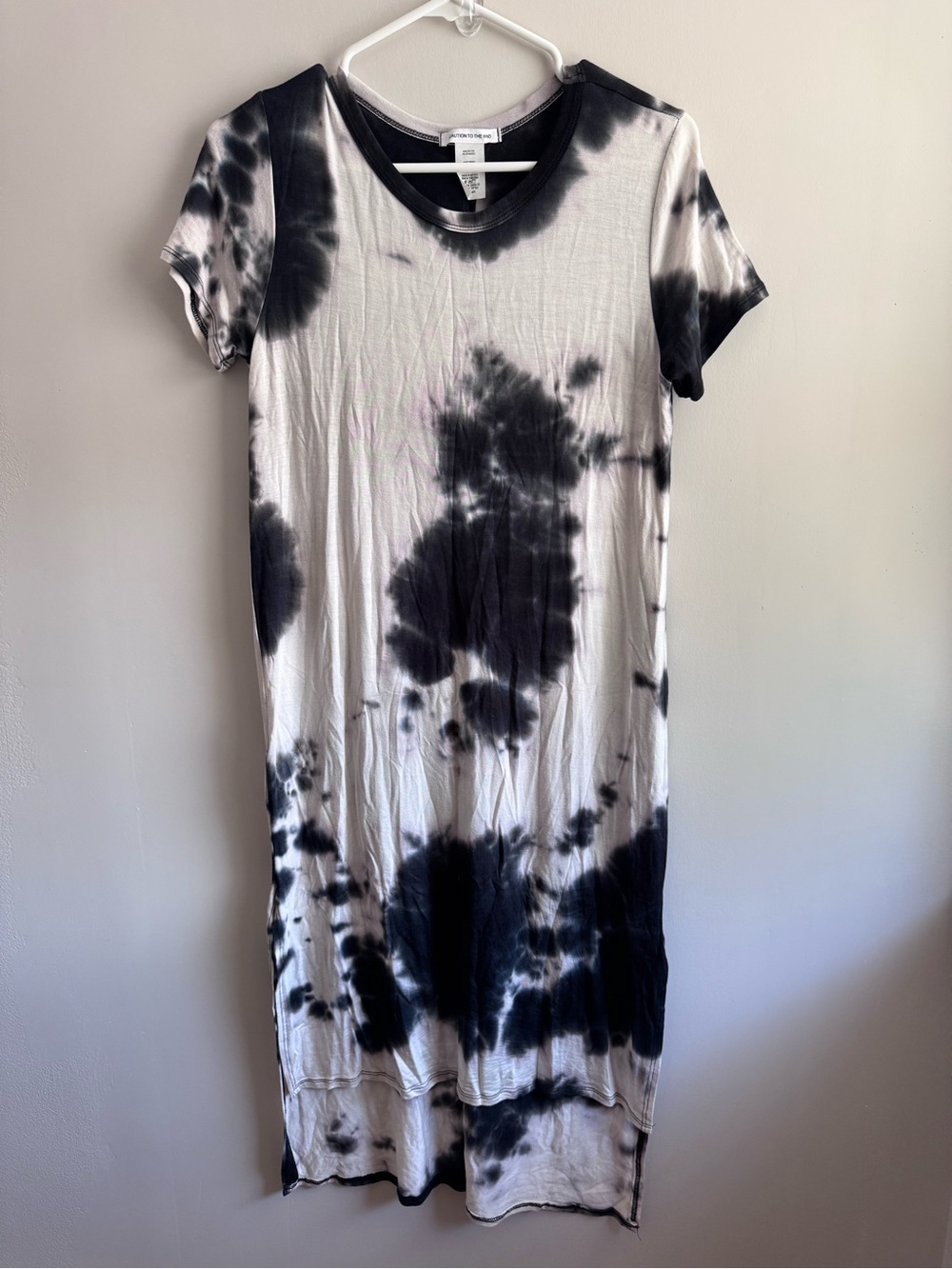 Caution To The Wind Black and Light Gray Crewneck Tee Dress